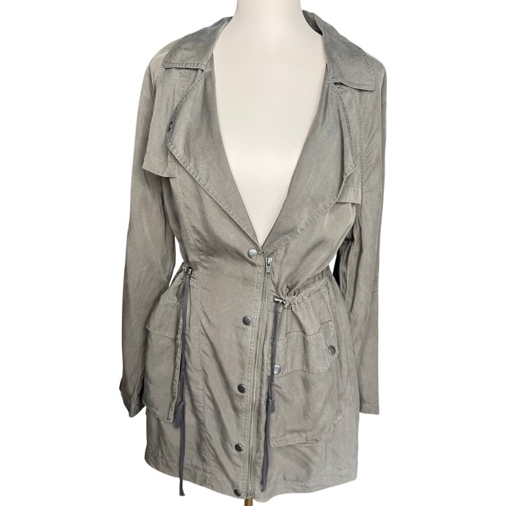 Ann Taylor LOFT Lyocell Relaxed Fit Utility Jacket Drawstring Waist Size Large